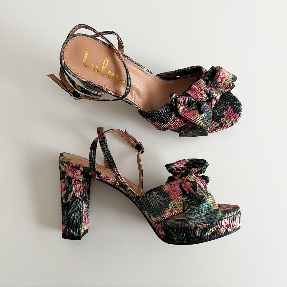 Lulu's Floral Platform Heels